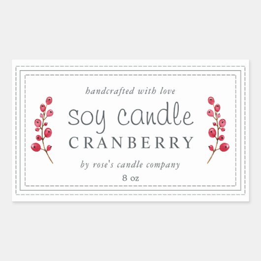 Sticker Rectangulaire Bougie au soja fait maison XL Cranberry sur mesure (Devant)