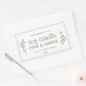Sticker Rectangulaire Bougie au soja fait maison XL Épicéa en brin Perso (Enveloppe)