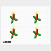 Sticker Rectangulaire Bougie de l'Avent avec Holly (Feuille)