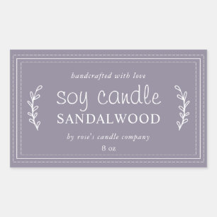 Sticker Rectangulaire Bougie de soja faite maison XL Feuillage Cendre Vi
