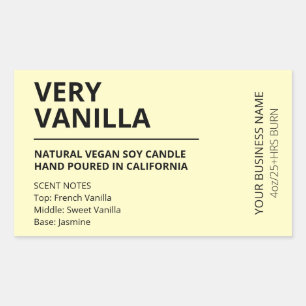 Sticker Rectangulaire Bougie de soja jaune pastel parfumé à la vanille É