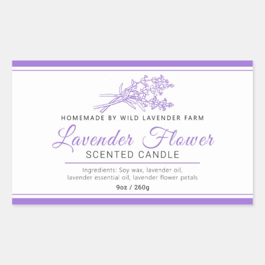 Sticker Rectangulaire Bougie des ingrédients de la ligne botanique de la (Devant)