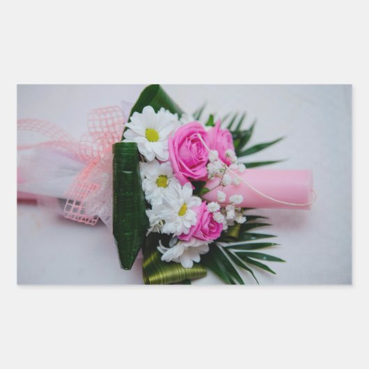 Sticker Rectangulaire Bougie du baptême (Devant)