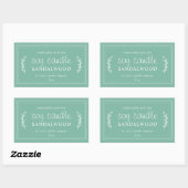 Sticker Rectangulaire Bougie végétale personnalisée XL en soja Vert Jade (Feuille)
