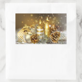 Sticker Rectangulaire Bougies d'or Joyeux Noël (Sac)