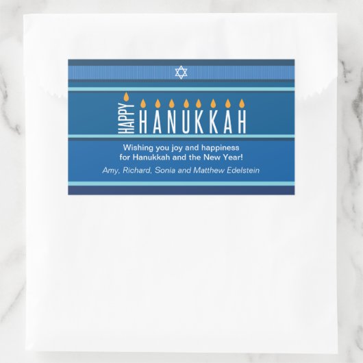 Sticker Rectangulaire Bougies Hanoukka rayées (Sac)