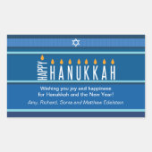 Sticker Rectangulaire Bougies Hanoukka rayées (Devant)
