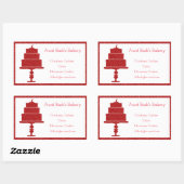 Sticker Rectangulaire Boulangerie Gâteau Paillettes Rouges (Feuille)