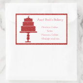 Sticker Rectangulaire Boulangerie Gâteau Paillettes Rouges (Sac)