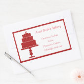 Sticker Rectangulaire Boulangerie Gâteau Paillettes Rouges (Enveloppe)