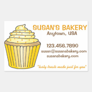 Sticker Rectangulaire Boulangerie Personnalisée Cupcake Cuite À L'Aide D