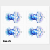 Sticker Rectangulaire Boule bleue (Feuille)