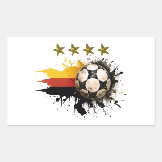 Sticker Rectangulaire Boule de football avec drapeau allemand et quatre  (Devant)