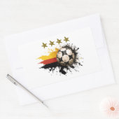 Sticker Rectangulaire Boule de football avec drapeau allemand et quatre  (Enveloppe)
