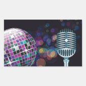 Sticker Rectangulaire Boule disco rétro et microphone vintage (Devant)