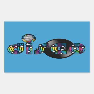 Sticker Rectangulaire Boule et disque vinyle reflétés par danse de dis