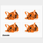 Sticker Rectangulaire Bouledogue français orange noir (Feuille)