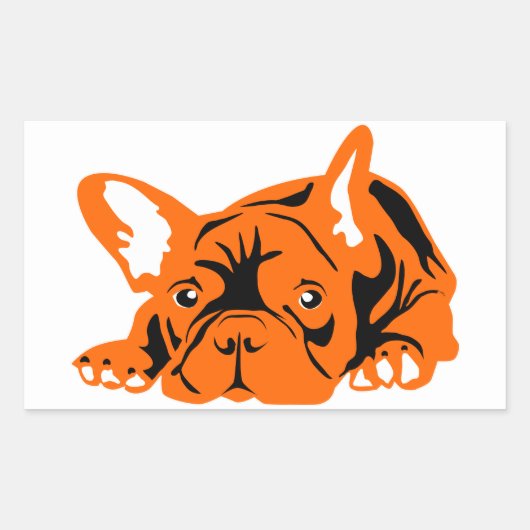 Sticker Rectangulaire Bouledogue français orange noir (Devant)