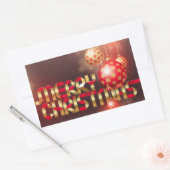 Sticker Rectangulaire Boules de Noël rouges et dorées Joyeux Noël (Enveloppe)