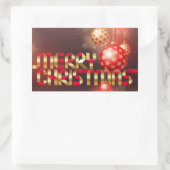 Sticker Rectangulaire Boules de Noël rouges et dorées Joyeux Noël (Sac)