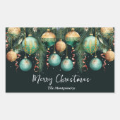 Sticker Rectangulaire Boules dorées arbre de Noël (Devant)