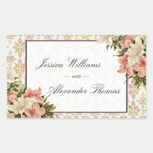 Sticker Rectangulaire Bouquets de printemps chic et mariage avec paillet