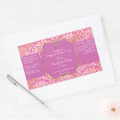 Sticker Rectangulaire Bouteille de cosmétique en plastique rose et or ét (Enveloppe)