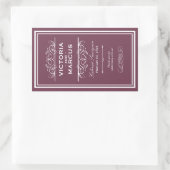 Sticker Rectangulaire Bouteille de vin Mariage Bourgogne Monogramme Favo (Sac)