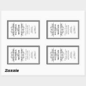 Sticker Rectangulaire Bouteille de vin Mariage noir et blanc Monogramme  (Feuille)