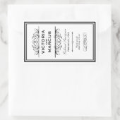 Sticker Rectangulaire Bouteille de vin Mariage noir et blanc Monogramme  (Sac)