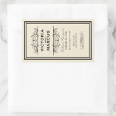 Sticker Rectangulaire Bouteille de vin Mariage noir et ivoire Monogramme (Sac)