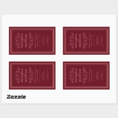 Sticker Rectangulaire Bouteille de vin Mariage rouge Monogramme Favorise (Feuille)