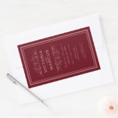 Sticker Rectangulaire Bouteille de vin Mariage rouge Monogramme Favorise (Enveloppe)