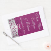 Sticker Rectangulaire Bouteille de vin Mariage violet, gris argenté (Enveloppe)