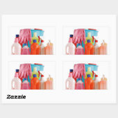 Sticker Rectangulaire bouteilles de détergent et seau (Feuille)