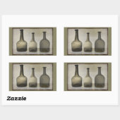 Sticker Rectangulaire Bouteilles rustiques Encore Vie Art (Feuille)