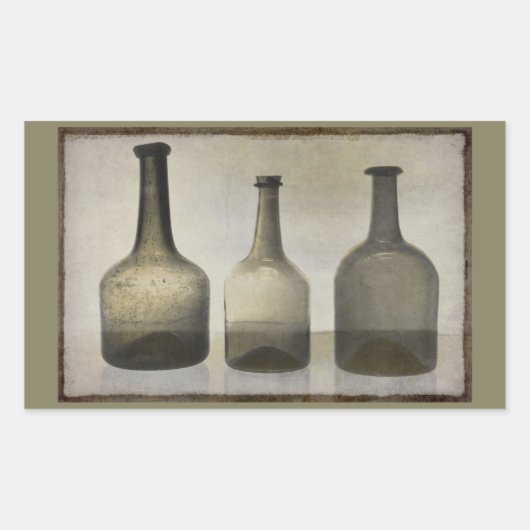 Sticker Rectangulaire Bouteilles rustiques Encore Vie Art (Devant)