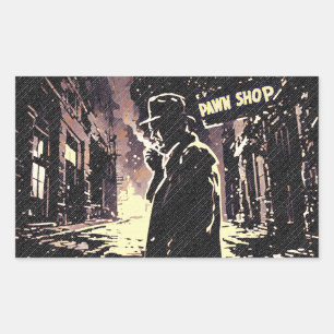 Sticker Rectangulaire Boutique de prêteur sur gages Style d'art pop urba
