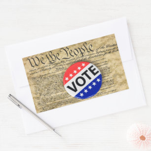 Sticker Rectangulaire Bouton de vote sur la Constitution américaine
