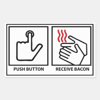 Sticker Rectangulaire bouton poussoir réception bacon