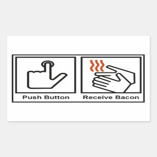 Sticker Rectangulaire Bouton Push, Bacon de réception