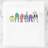 Sticker Rectangulaire Boutons de chien colorés (Sac)