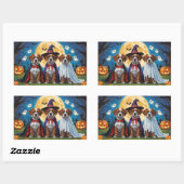 Sticker Rectangulaire Bouviers Des Flandres Chiens Citrouille Halloween  (Feuille)