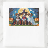Sticker Rectangulaire Bouviers Des Flandres Chiens Citrouille Halloween  (Sac)