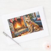 Sticker Rectangulaire Bouviers des Flandres Fireplace Christmas Lights (Enveloppe)