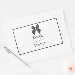 Sticker Rectangulaire Bow classique noir et blanc Mariage