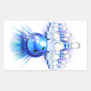 Sticker Rectangulaire Bowling bleu