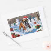 Sticker Rectangulaire Boxer Christmas Festive Scène de neige (Enveloppe)