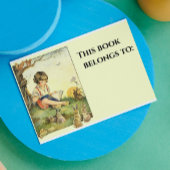 Sticker Rectangulaire Boy reading under tree with rabbits