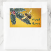 STICKER RECTANGULAIRE BRANCHES DE PINS ET HONEY BEE / BEEKEEPER BEEKEEPE (Sac)